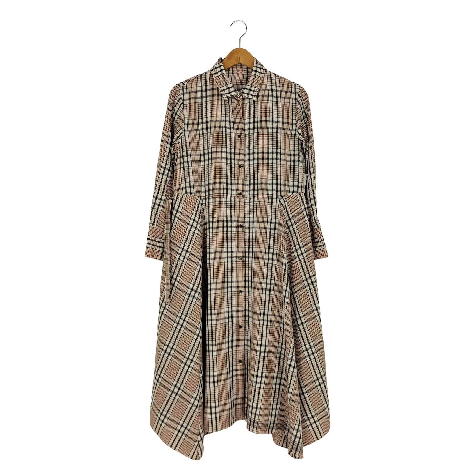 アナイ ANAYI チェックハンカチーフヘムシャツワンピース レディース