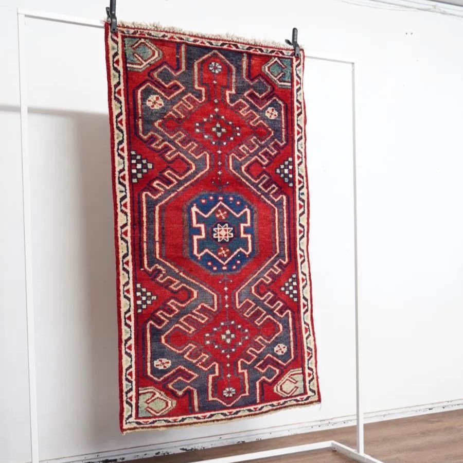 ヴィンテージラグ ペルシャ絨毯 ハマダン産 127 cm 71 手織り絨毯 ハンドメイド