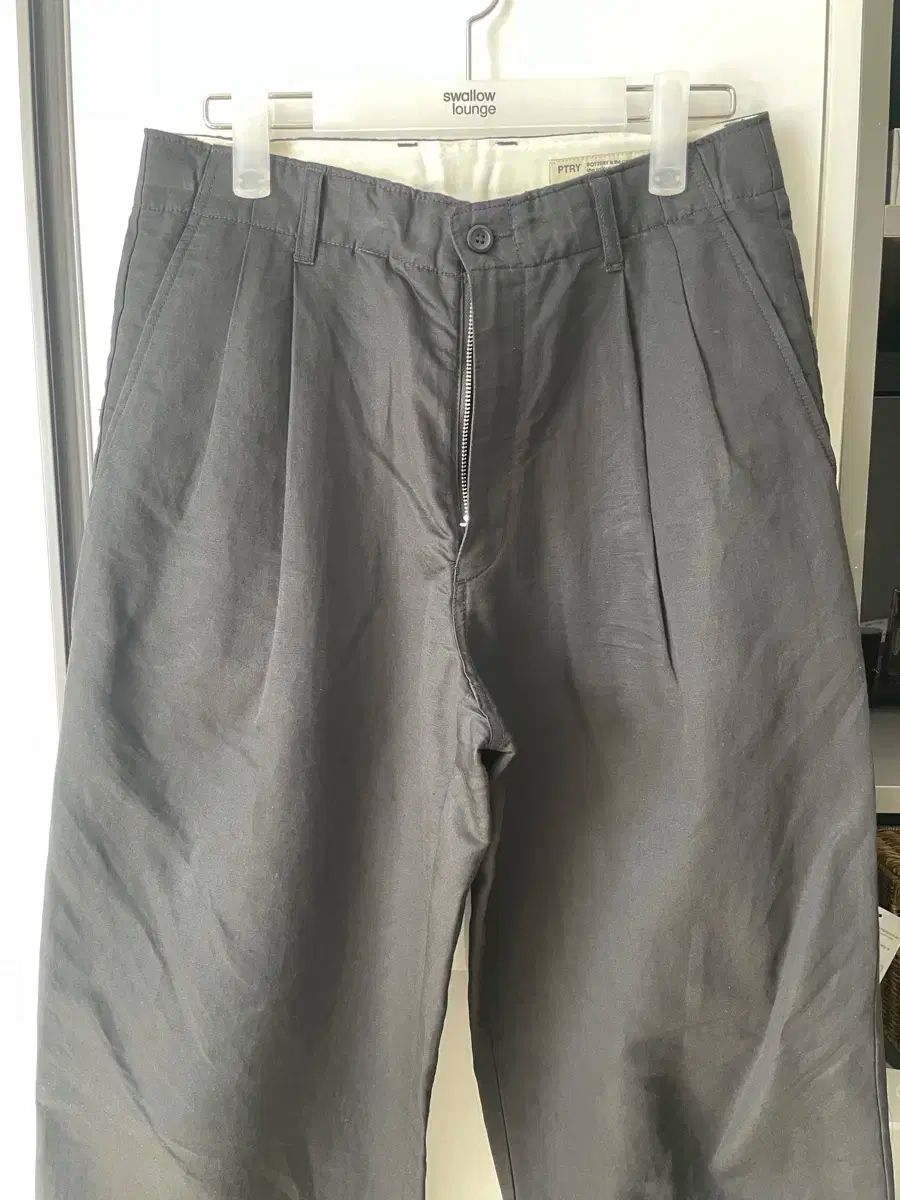 1 POTTERY ポッタリー フレンチ リネン 2 つのプリーツ ワイド パンツ