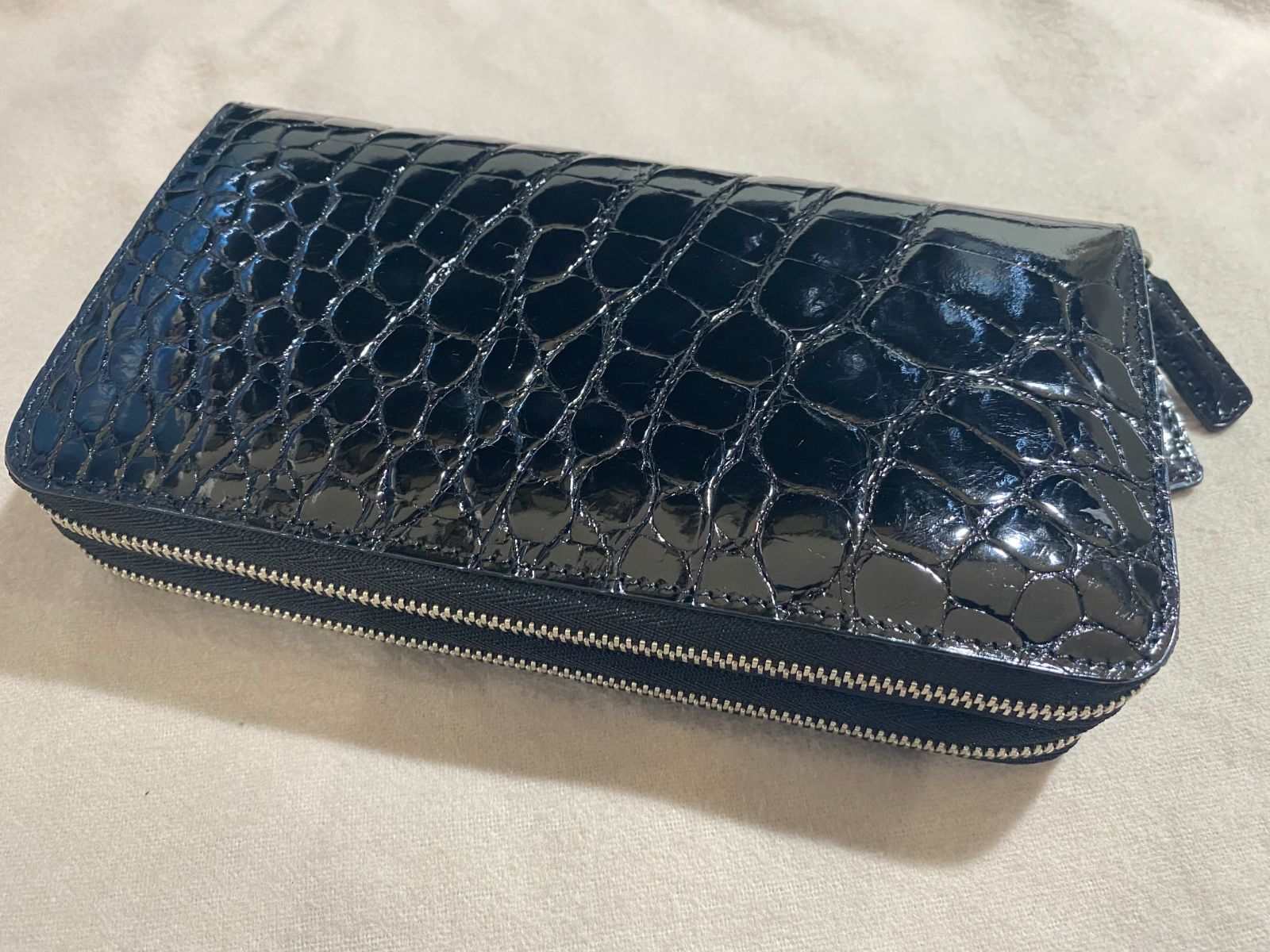 クロコダイル 長財布 ダブルジッパー
