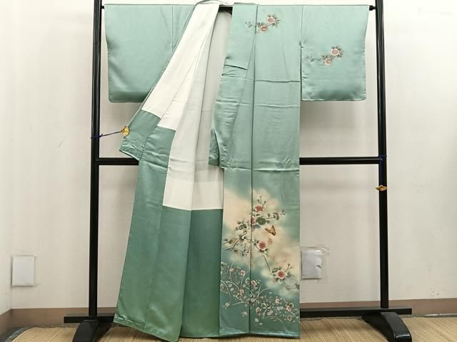 平和屋着物▽訪問着 単衣 風景松文 暈し染め 金彩 正絹 逸品