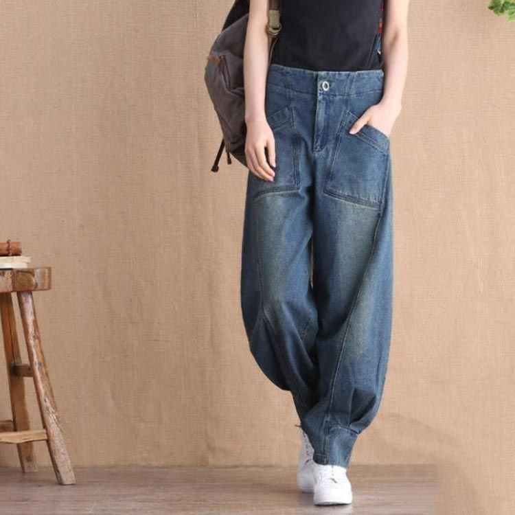 サルエルパンツ デニム レディース デニムパンツ ロング丈