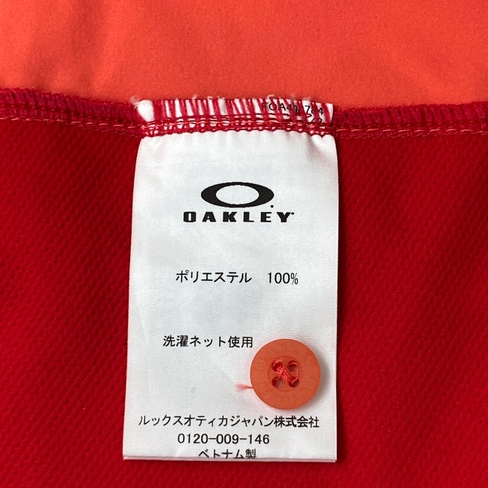 サイズ：XL OAKLEY オークリー 半袖ポロシャツ スカル 刺繍 オレンジ系