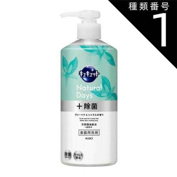 種類1 10個 まとめ買い 花王 キュキュットNaturalDays＋除菌 ヴァーベナ＆シトラスの香り ポンプ 480ml