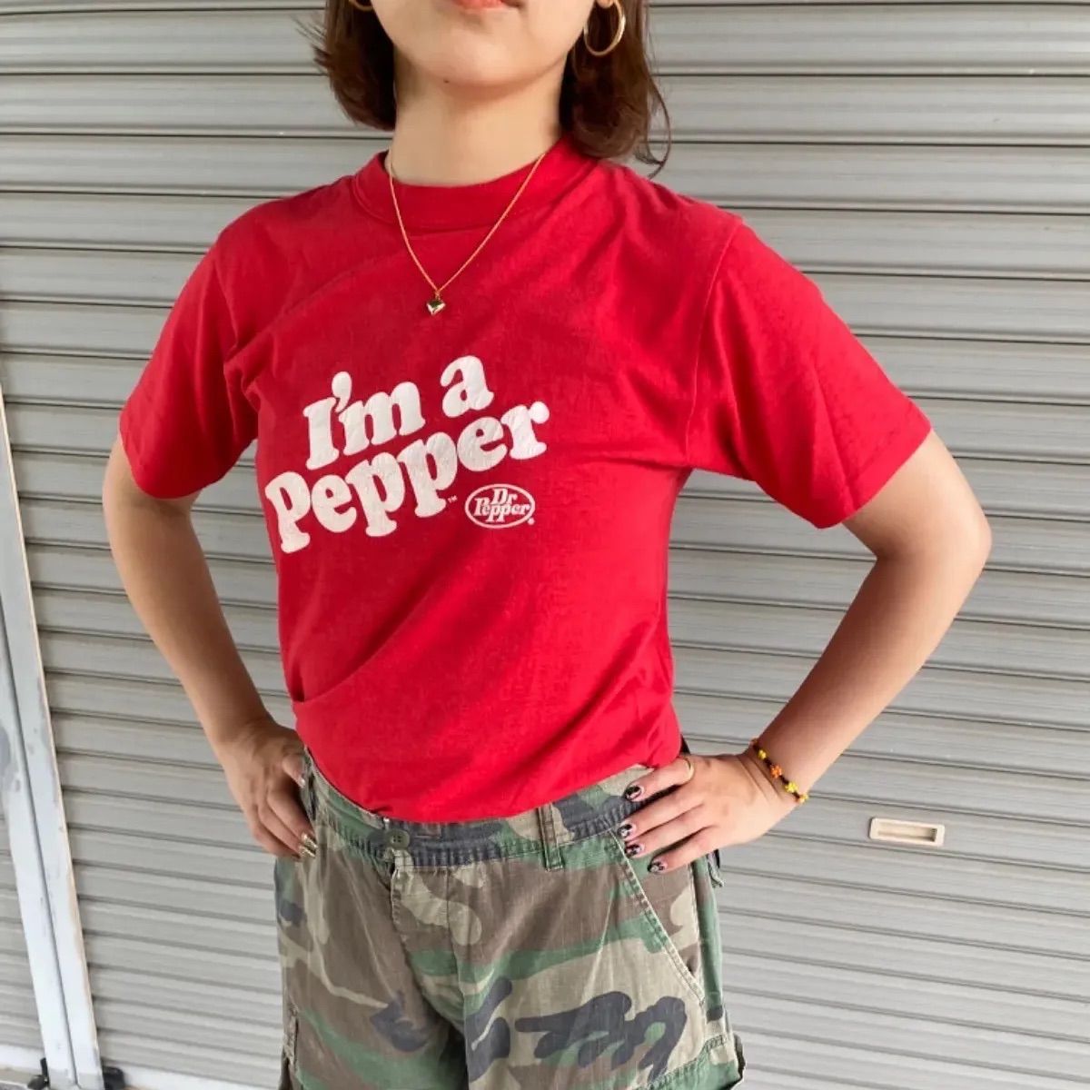 80's] Dr.pepper バックプリントT レッド i'm a pepper ドクター