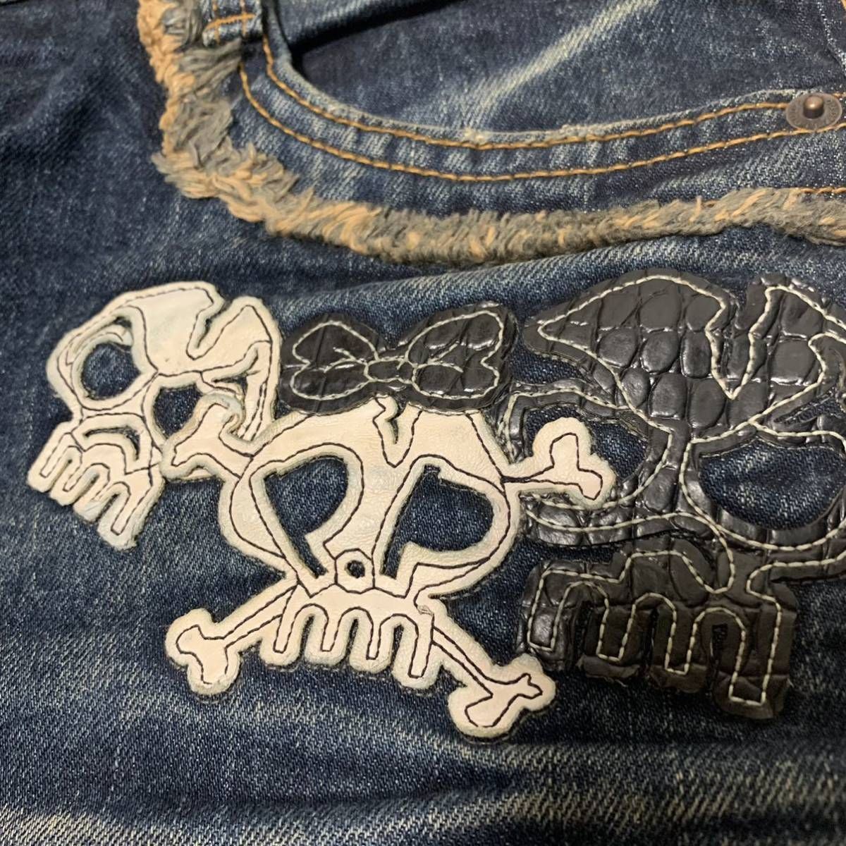 CLOUD72 クラウド72 スカル 刺繍 デニムパンツ ジーンズ 大きいサイズ 