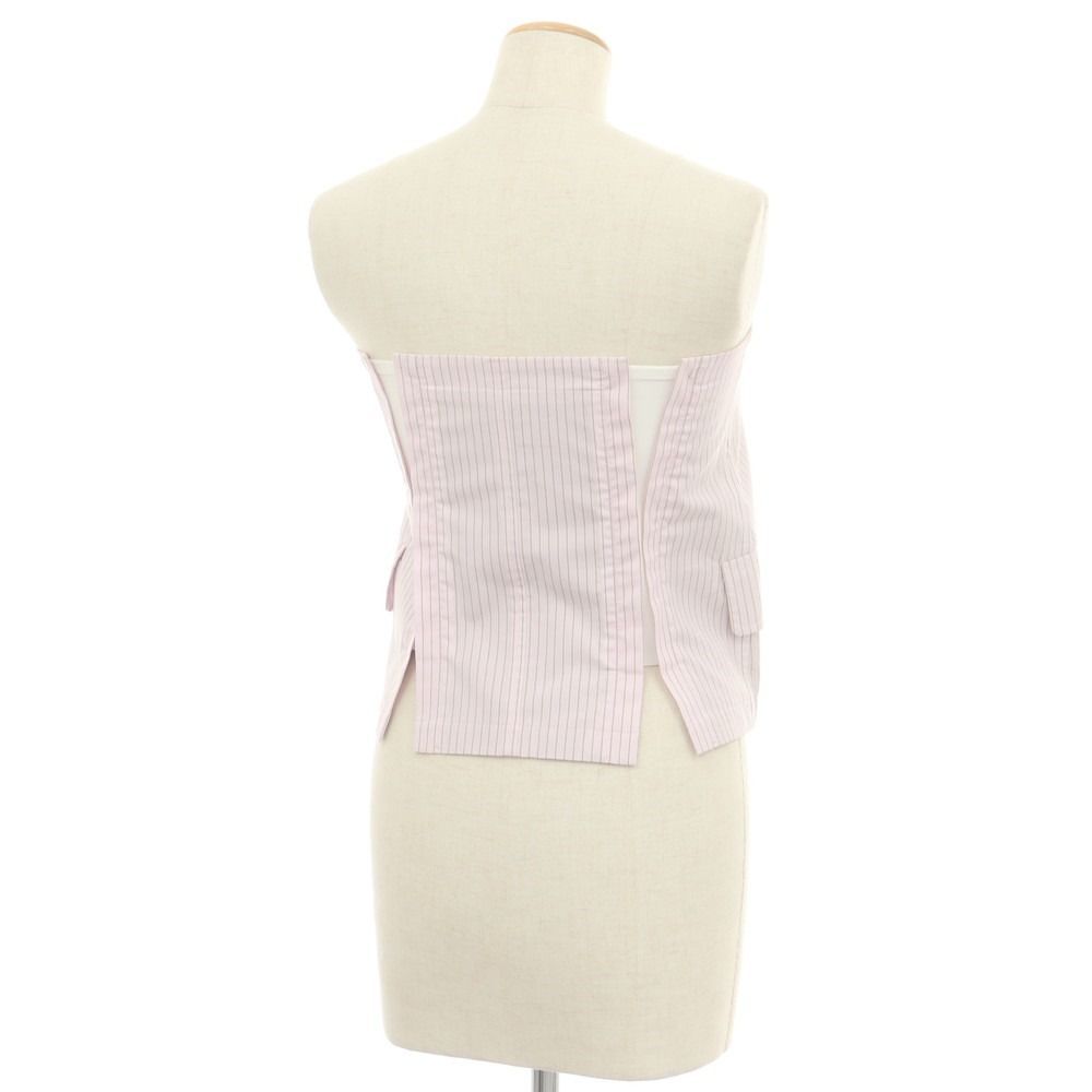 トーガ TOGA コットン ストライプ ジップアップ ビスチェカットソー ライトピンクxベージュ サイズS レディース