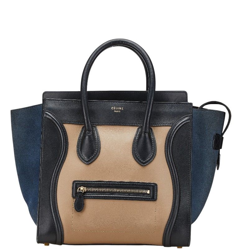 セリーヌ ラゲージ ミニショッパー ベージュ ブラック レザー レディース CELINE 1-0206121