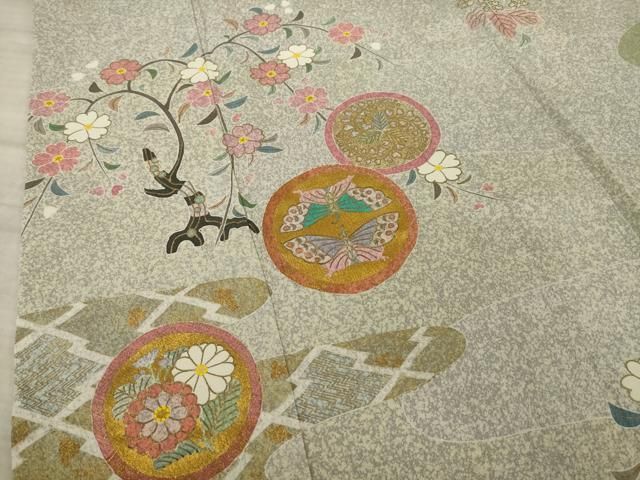 平和屋着物○京友禅の第一人者 松井青々 訪問着 吉祥花蝶丸文 金彩