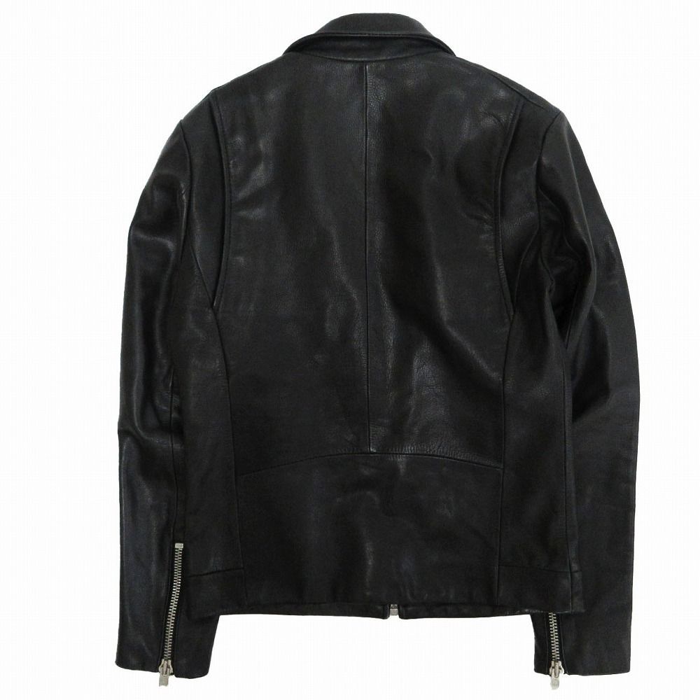 黒レザーシングルライダースジャケット 牛革 牛革 シングルライダースジャケット メンズ ブラック S/M/L/LL