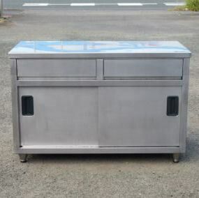 タニコー 業務用 ステンレス 引出 扉付き 作業台 調理台 W120 D60 H80cm 厨房 TX-WCT-120DNB 片面 引違戸 引出し 引き出し