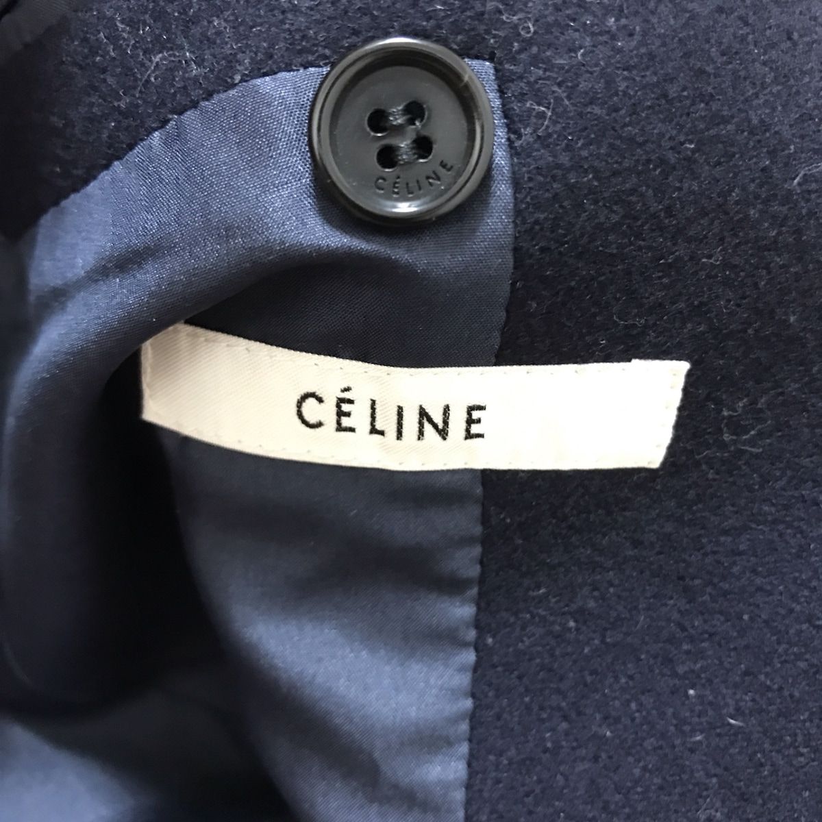 CELINE(セリーヌ) コート サイズ34 S レディース 28H28/7165 ネイビー 長袖/クロンビーコート/冬物