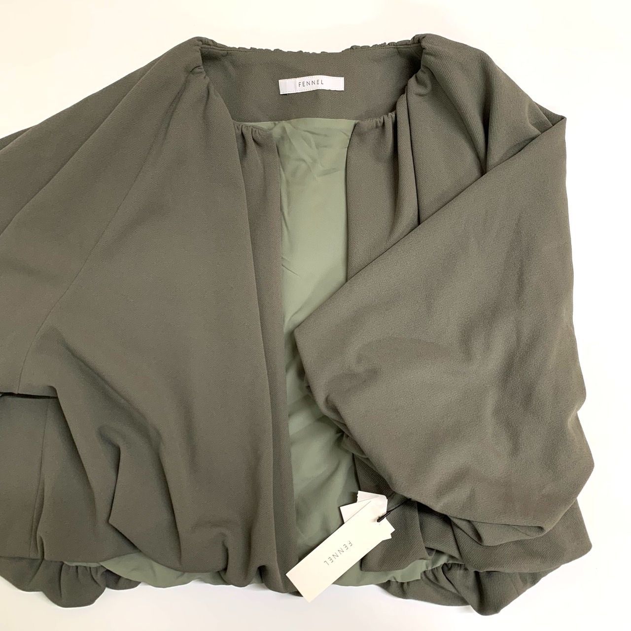 FENNEL】フェンネル/ノーカラーボリュームスリーブジャケット/9号/未