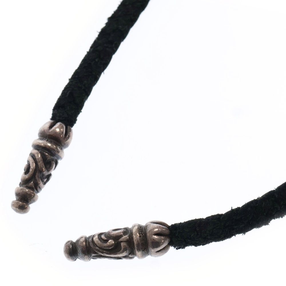 CHROME HEARTS クロムハーツ LEATHER BRAID LARGE SCROLL ネックレス ラージスクロールレザーブレイド ブラック|シルバー