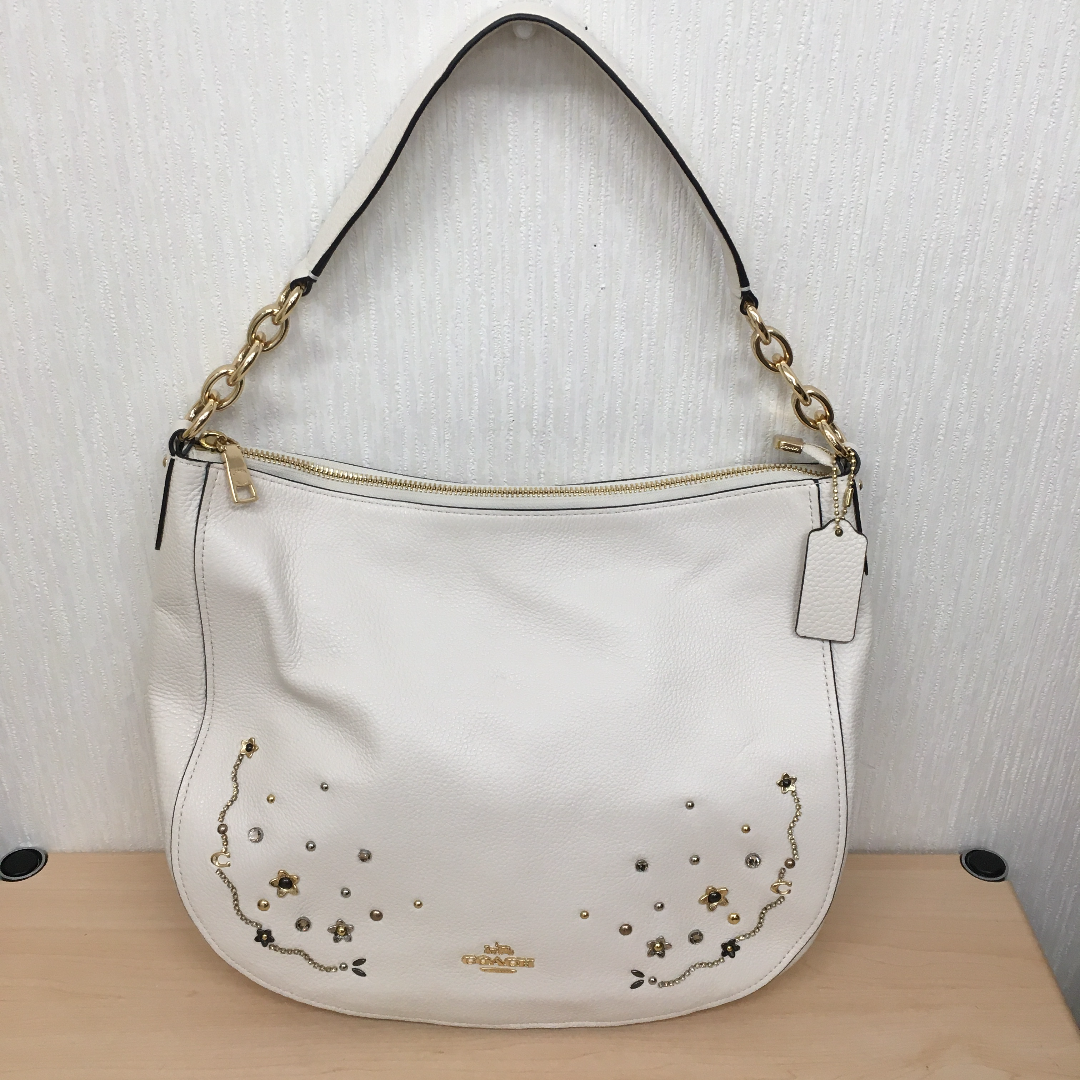 【美品】 coach 本革レザー　花柄バッグ