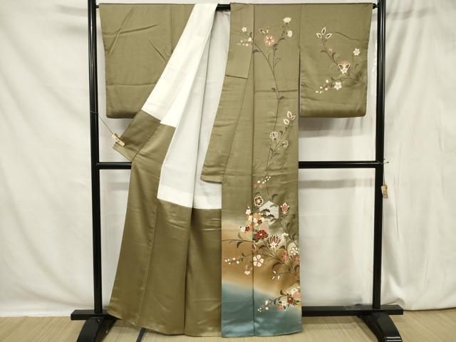 平和屋着物□訪問着 亀甲枝花文 暈し染め 金彩 正絹 逸品 CAAV4128in  