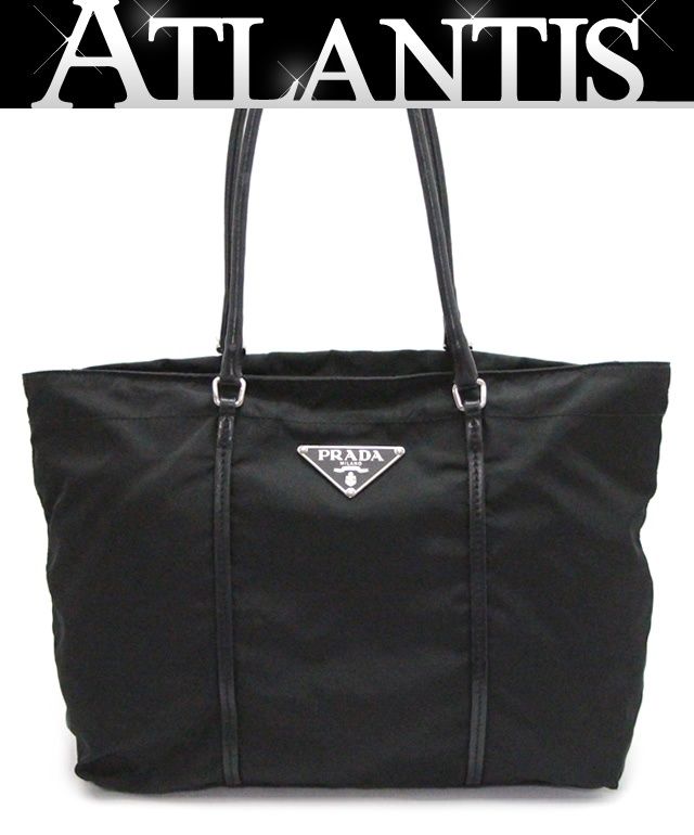 プラダ PRADA 三角ロゴ ファスナー付きトートバッグ ナイロン×レザー