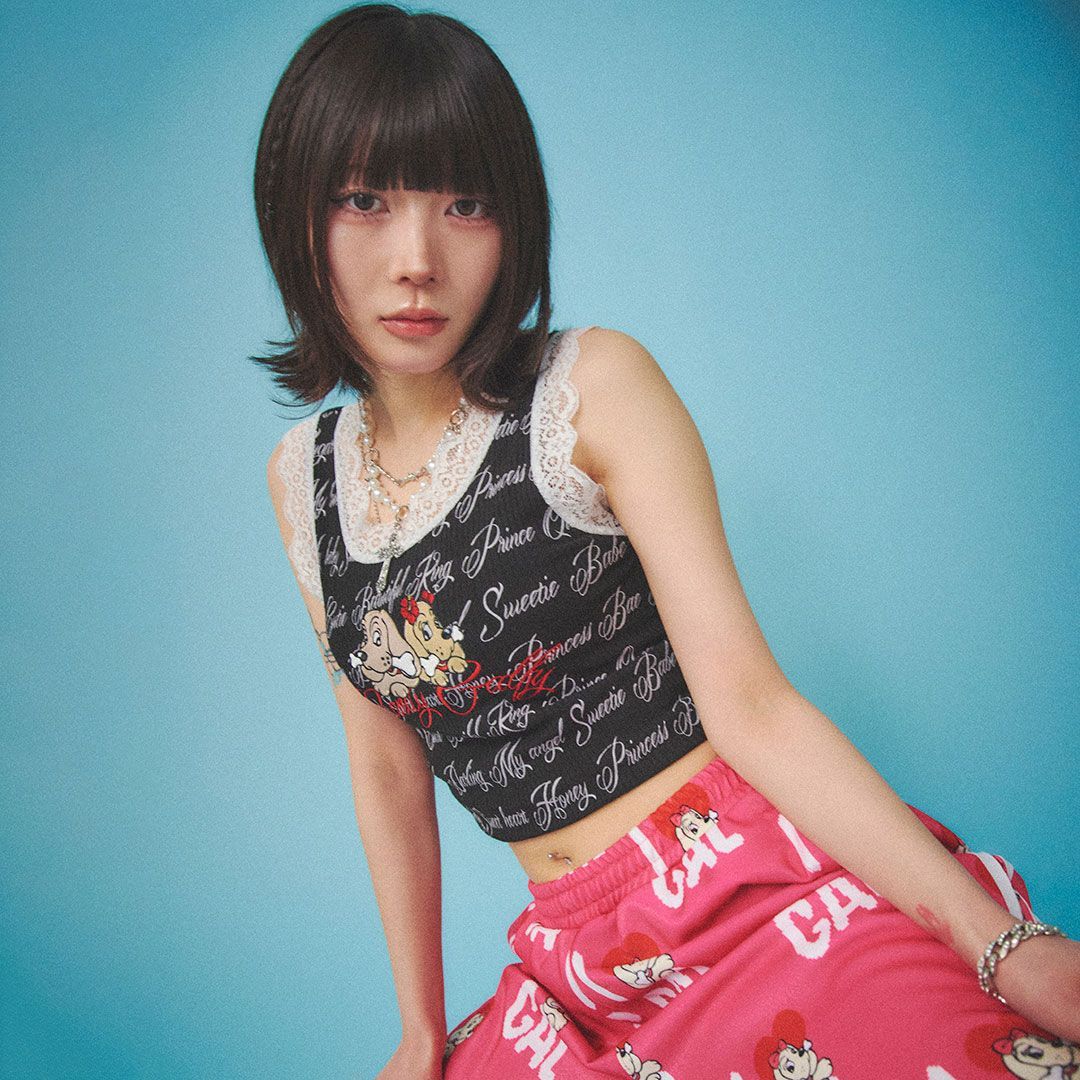 キャンディー ガルフィー Candy Galfy ラブラブレースタンク ノースリーブ タンクトップ 152008 ギャル コギャル レディース 25SS GALFY キャンディー ガルフィー Candy Galfy ラブラブレース