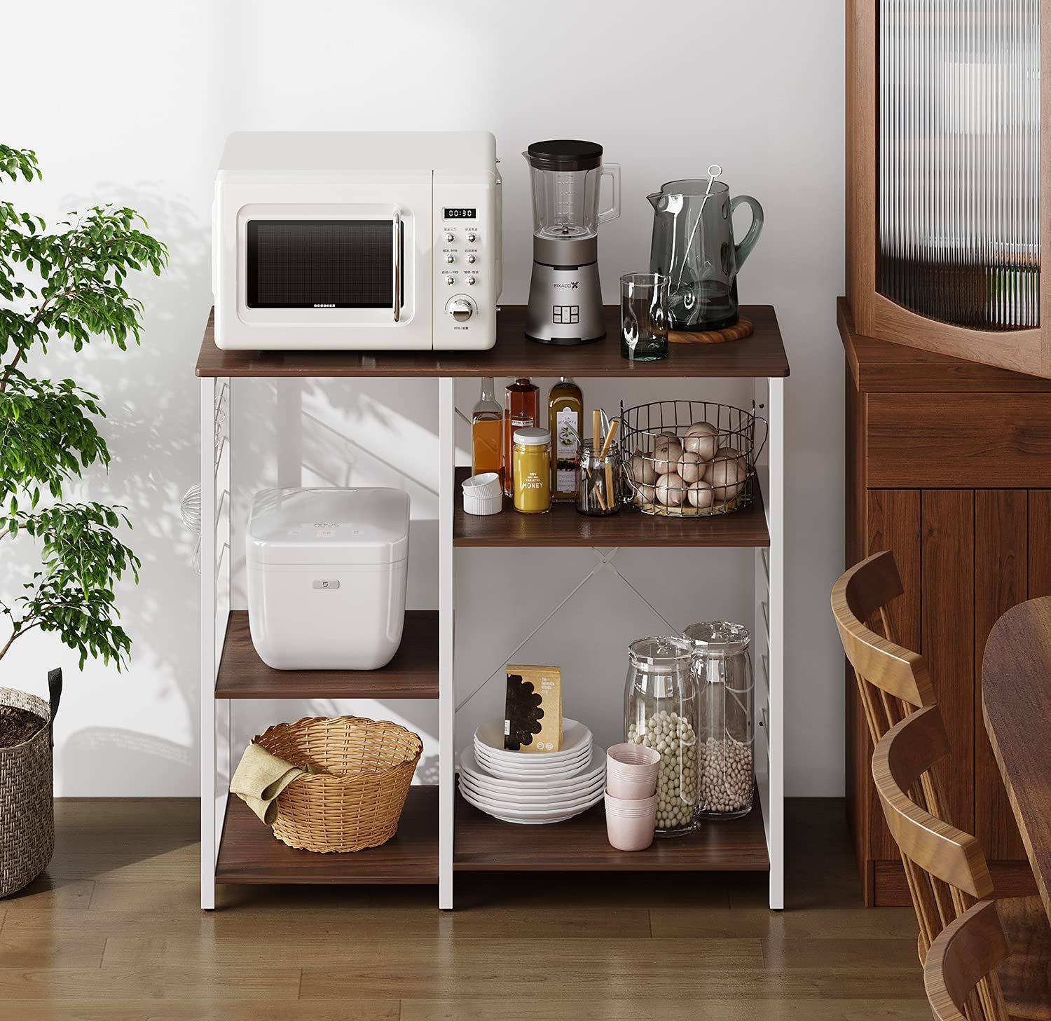 省スペース型電子レンジラック - 簡単組立、90x40x82cm 在庫処分』 工場 省スペース レンジ棚 幅90*奥行40*高さ82cm