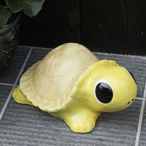 信楽焼 おきもの 長寿・金運にご利益あり 陶器 かめ 置き物 カメ やきもの 縁起物 しがらき 庭 10号福亀(黄色) ok-0050