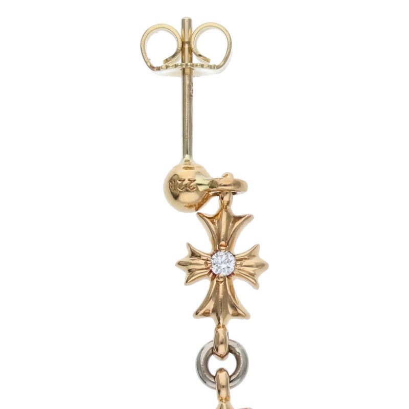 クロムハーツ 22k TINY E CH PLS 3 DIA 香港限定コンビピアス