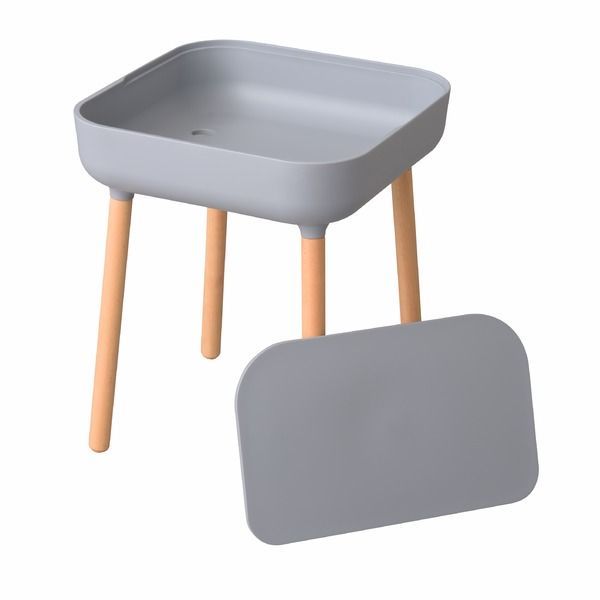 サイドテーブル ミニテーブル 幅40cm グレー 取り外し式天板 コード穴付き 木製 リビング ダイニング インテリア家具 サイドテーブル ミニテーブル 幅40cm グレー 取り外し式天板 コード穴