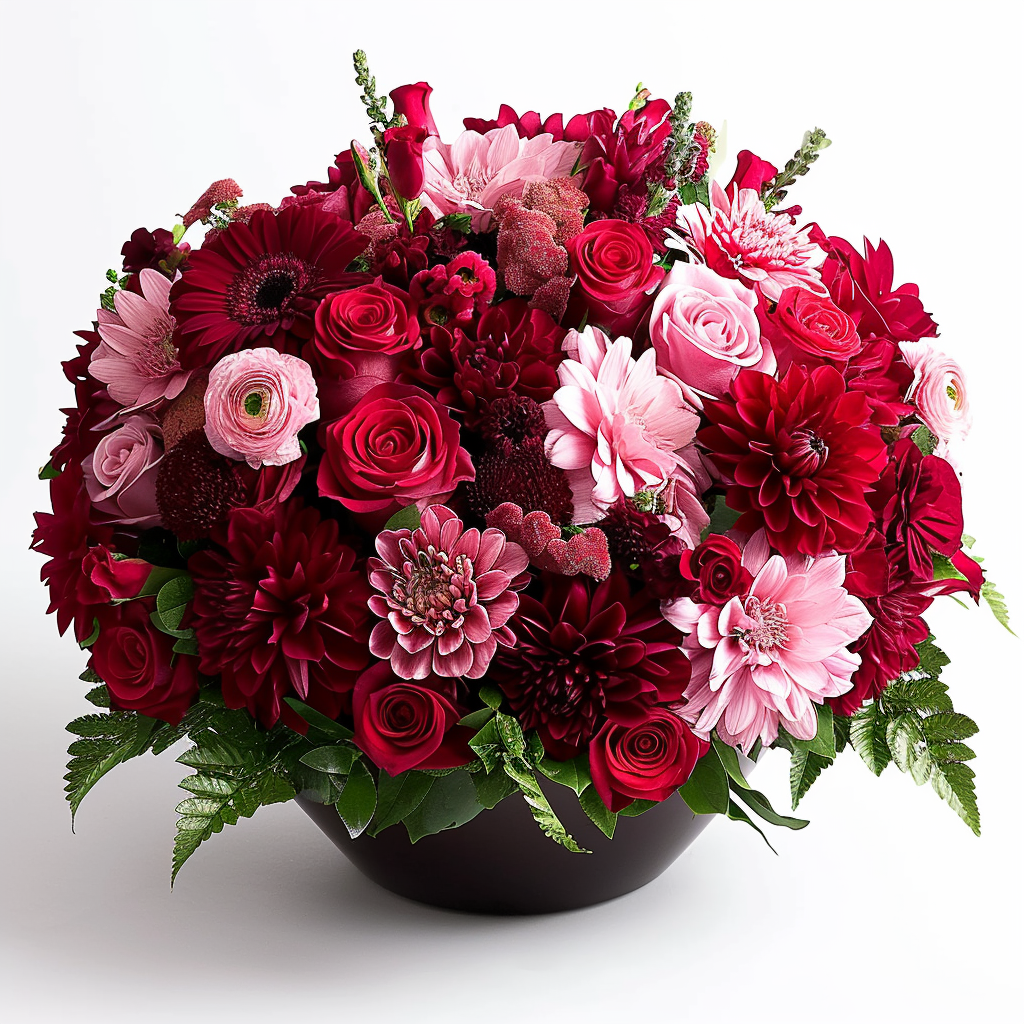 商品名【巴】豪華！❤ ダリアと椿と紅白マムのお正月リース造花