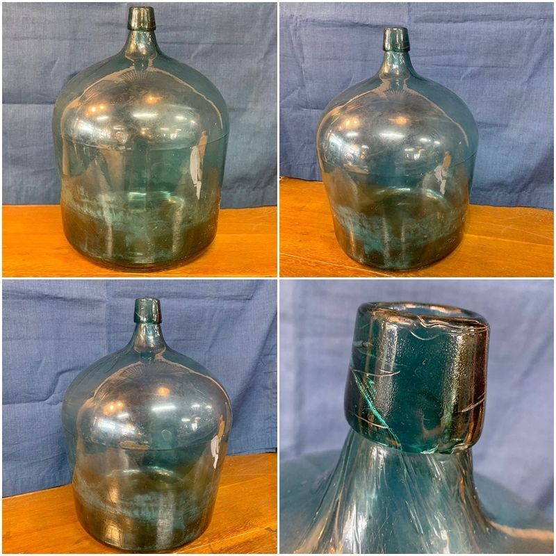 色付きガラス瓶 昭和レトロ アンティーク 丸瓶 花器としても - 花瓶