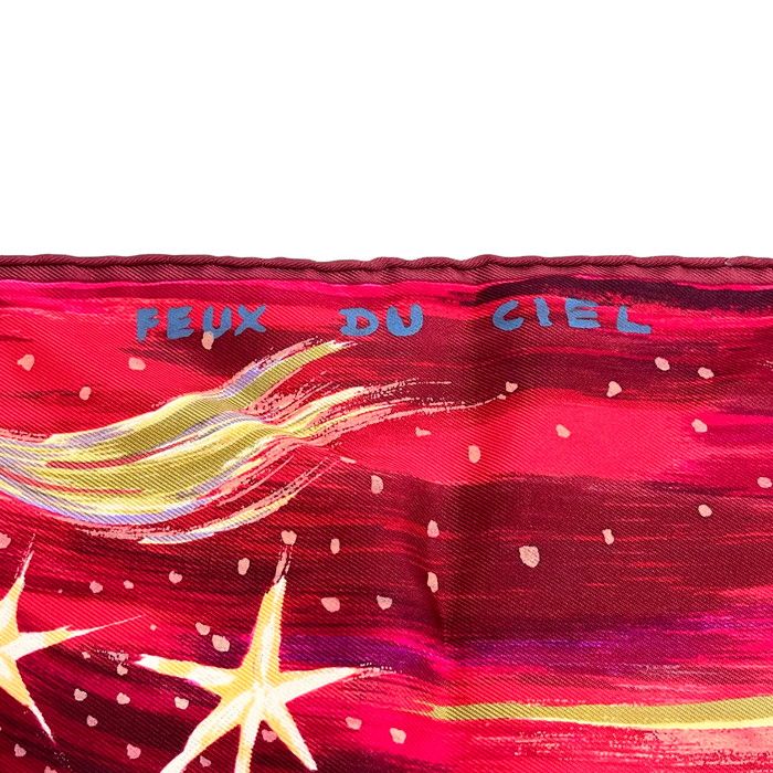 【レア】HERMES スカーフ プチカレ FEUX DU CIEL(天ノ火) HERMES エルメス FEUX DU CIEL 天の火 総柄 シルクスカーフ