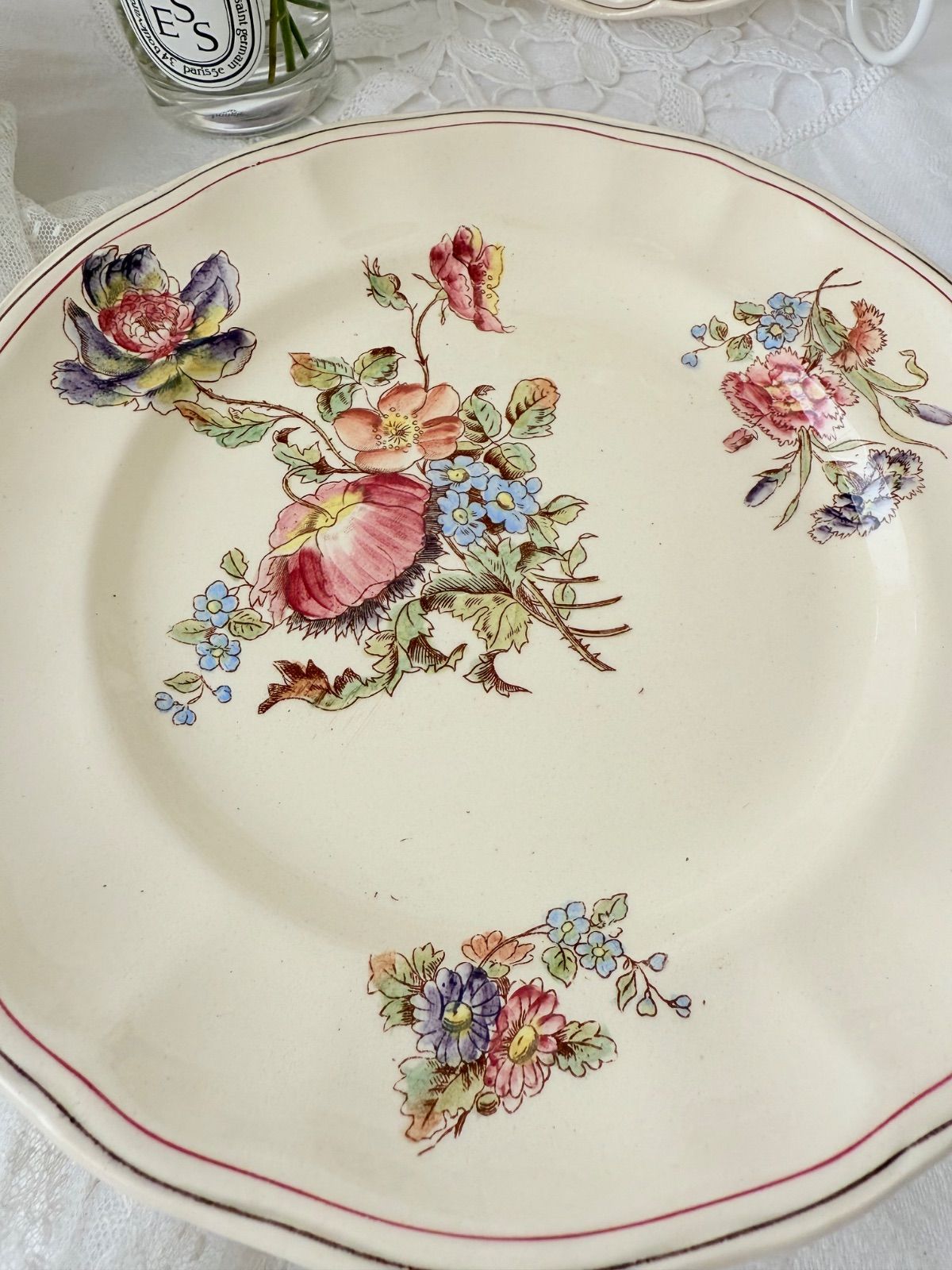 ロンシャン Longchamp 平皿プレートフランスアンティーク 花