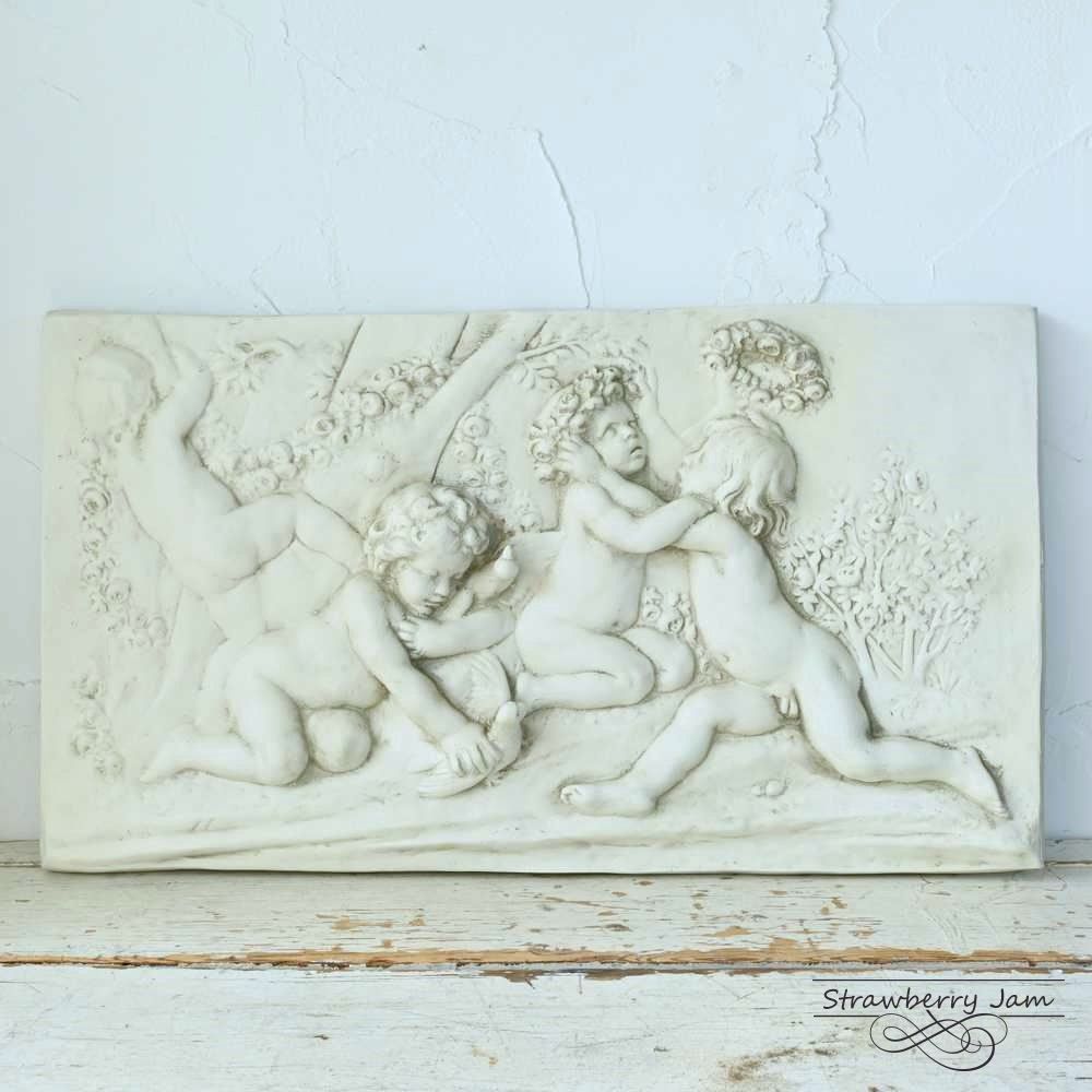 k754r122 ラッパを吹く天使 壁掛けシェルフ エンジェルレリーフ