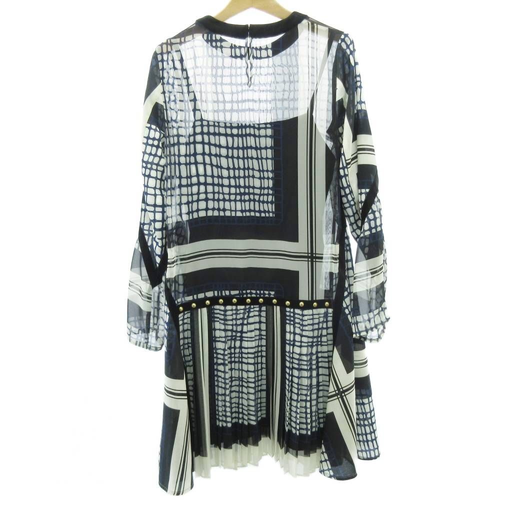 【人気急上昇】 サカイ sacai プリーツ チェック ワンピース スカート スタッズ ロング マルチカラー 1 約S 16-02762