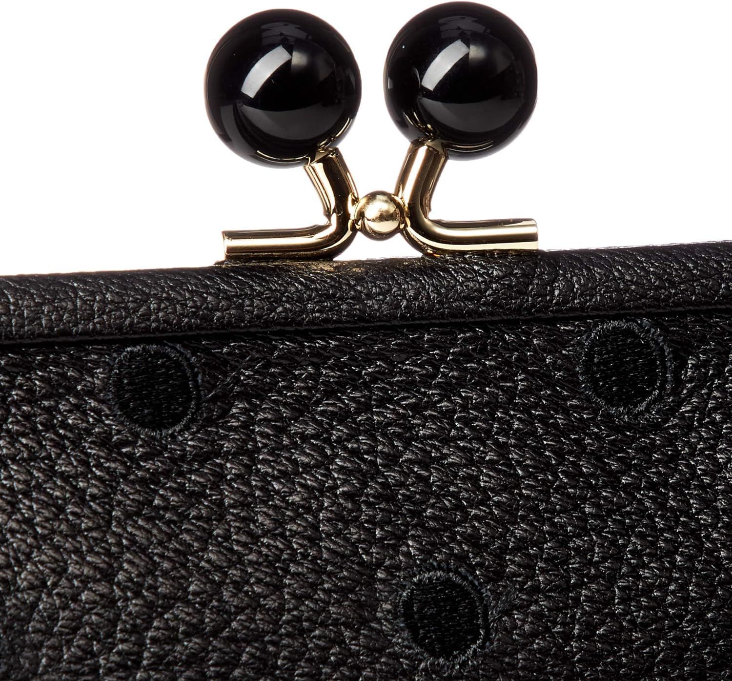 財布 長財布 ウォレット がま口 ブラック ドット柄 Perche ペルケ