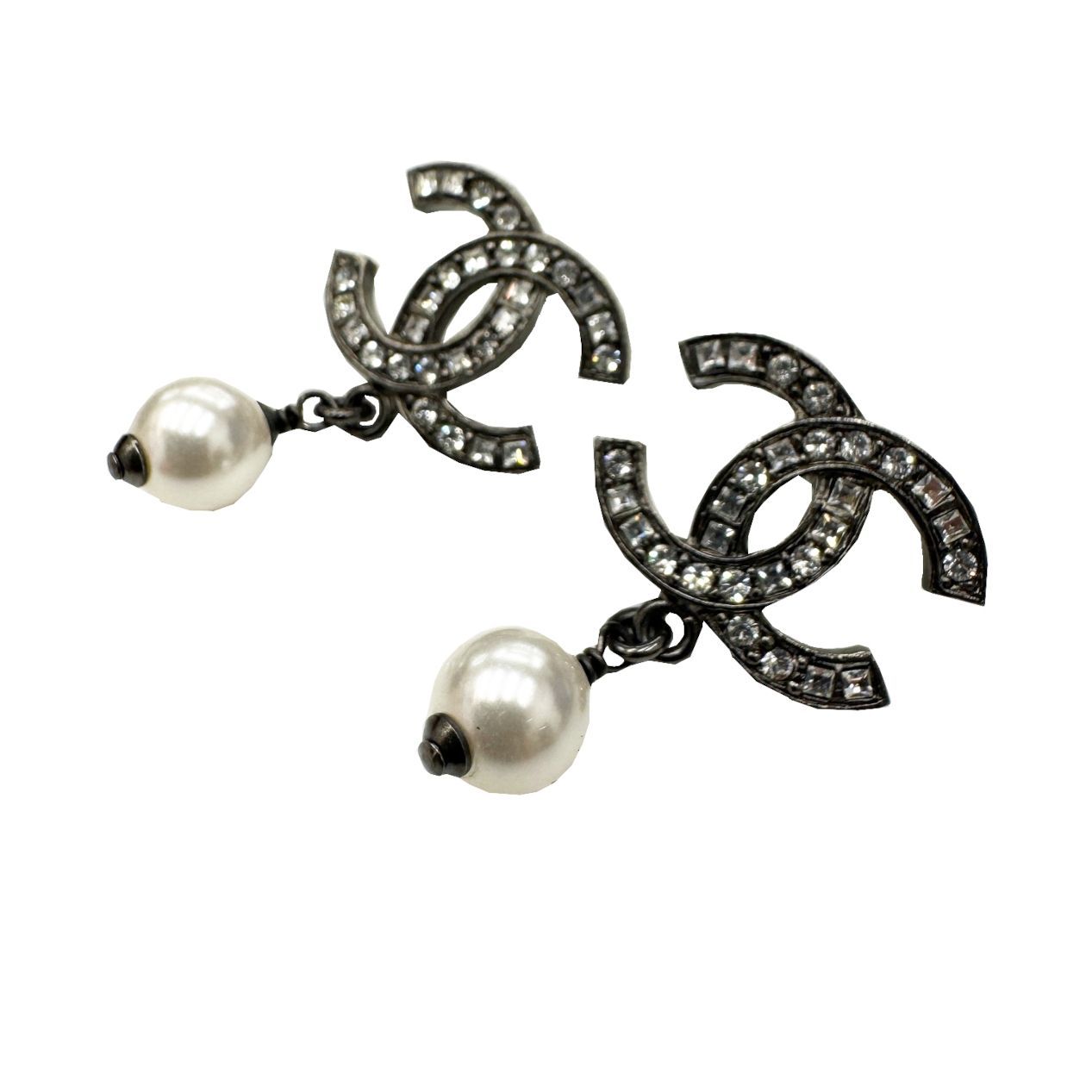 中古】CHANEL シャネル ピアス F21 S ココマーク ラインストーン 