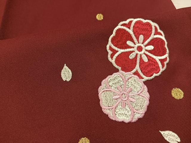 平和屋着物○女性 行灯袴 刺繍 舞花文 黒地 金糸 卒業式 洗える着物