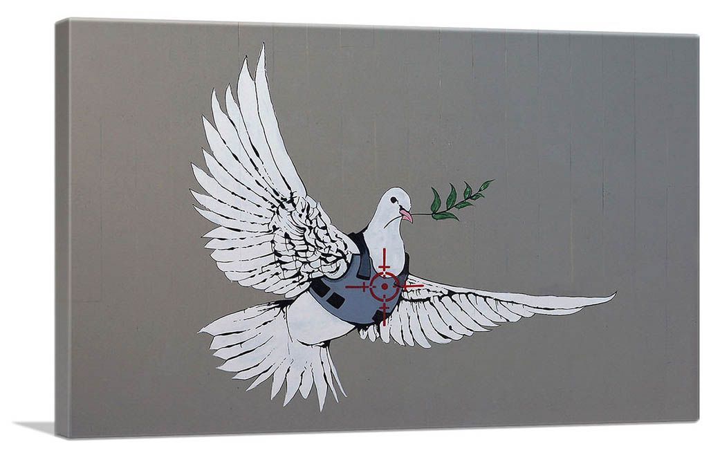 バンクシー アートパネル Sサイズ BANKSY Banksy「平和の鳩/Dove of Peace」キャンバスジークレ 発送目安15～20営業日