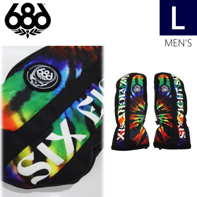 【即納】23-24 686 TEAM MERINO MITTEN カラー:GRATEFUL DEAD BLACK TIE DYE  Lサイズ シックスエイトシックス  スキー スノーボード グローブ 手袋