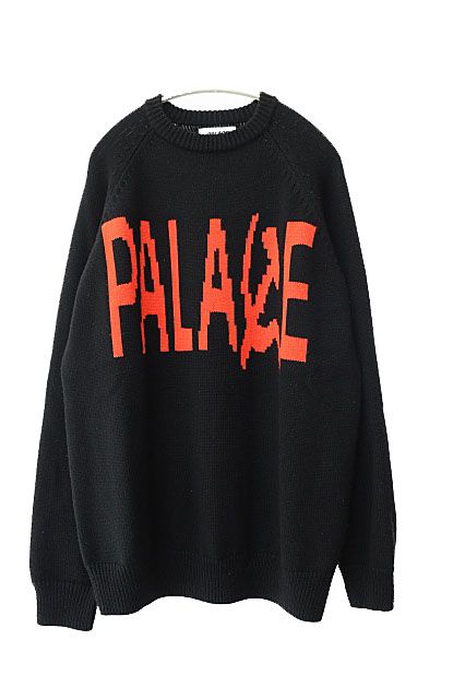 パレス Palace SOLIDARITY KNIT ロゴ ソリダリティー ニット セーター L 黒 ブラック ブランド古着ベクトル AA 250620