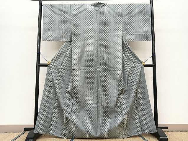 平和屋着物○本場大島紬 9マルキ 幾何学文様 正絹 逸品 BAAT0888yc