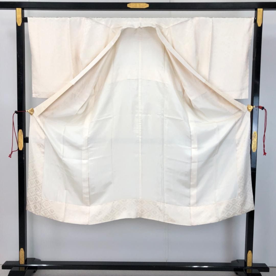 長襦袢 松皮菱 花模様 乳白色 半衿付 J-338