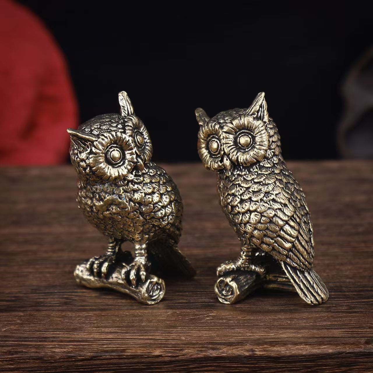82g フクロウ ふくろう 梟 ミミズク 動物 鳥 金運 置物 文鎮 風水 銅