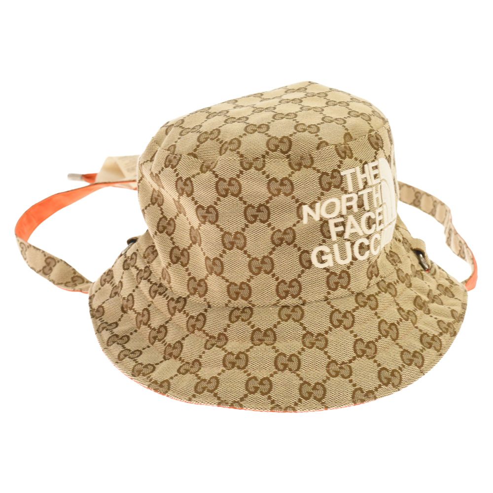 GUCCI (グッチ) 22SS×THE NORTH FACE GG CANVUS BUCKET HAT ザノースフェイス キャンバス バケットハット  ベージュ 672151 - メルカリ