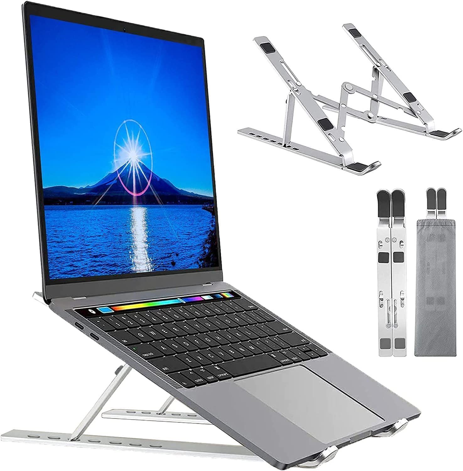 数量 iPadスタンド PCスタンド 7段の高さ調節 ラップトップスタンド 折りたたみ式 収納袋付き スタンド AL-ED-001 ノートパソコン