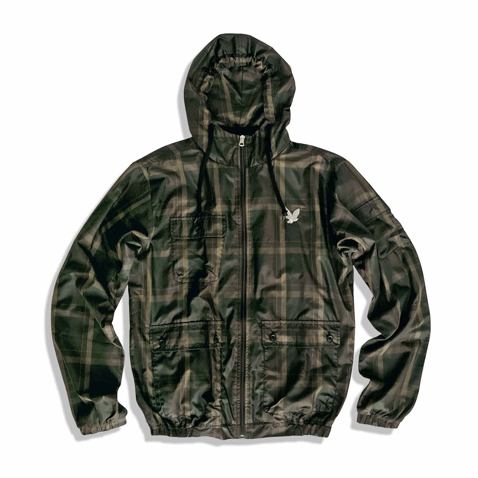 Lyle - Scott ライルアンドスコット チェック柄 ナイロン フード付ブルゾン パンツ セットアップ カーキ size L メンズ