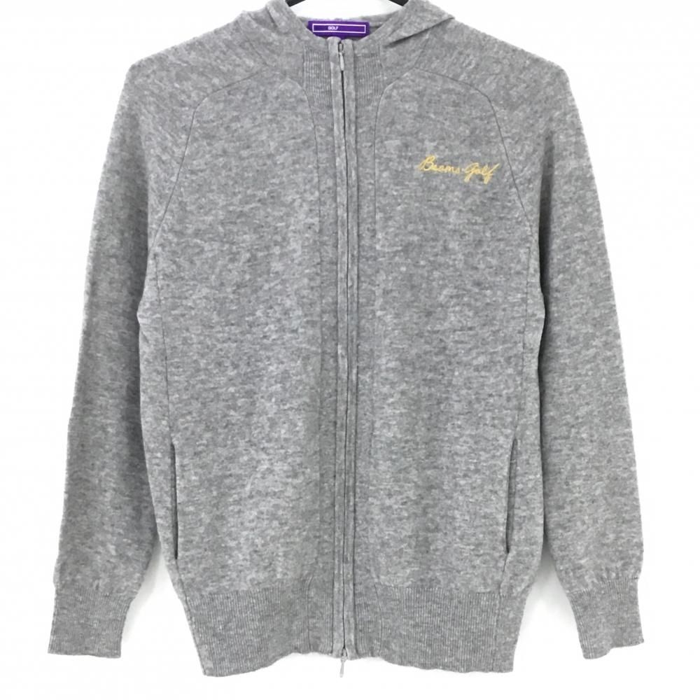 【美品】ビームスゴルフ ニットジップパーカー 杢グレー カシミヤ100％ レディース L ゴルフウェア BEAMS GOLF