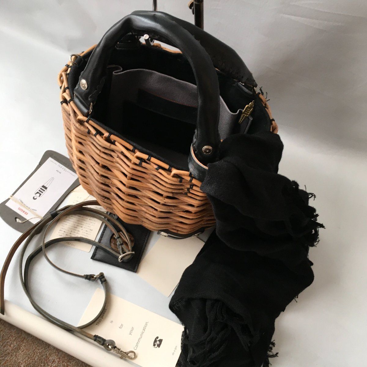 エバゴス リボン紅藤ショルダーBag 極美品 ebagos (エバゴス) 完売 ブライドルレザー 紅藤 カゴ