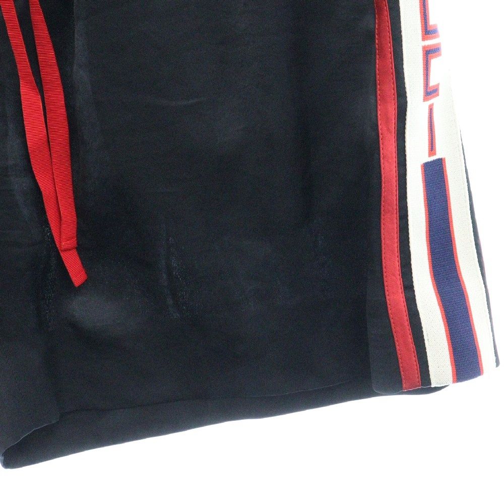 GUCCI グッチ 20SS ACETATE SHORTS W/STRIPE 522951 Z738C サテンサイドグッチロゴラインハーフパンツ ショーツ ブラック GUCCI (グッチ) 20SS ACETATE SHORTS W/STRIPE 522951 Z738C サテン