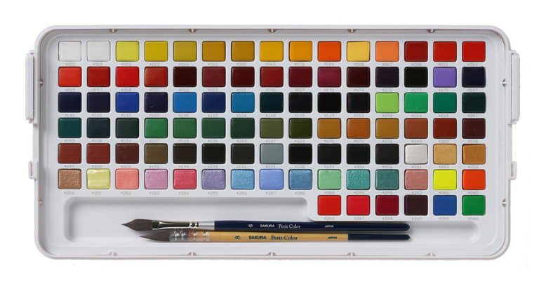 サクラクレパス 固形水彩絵の具 プチカラー 96色セット NCW-96 （1点