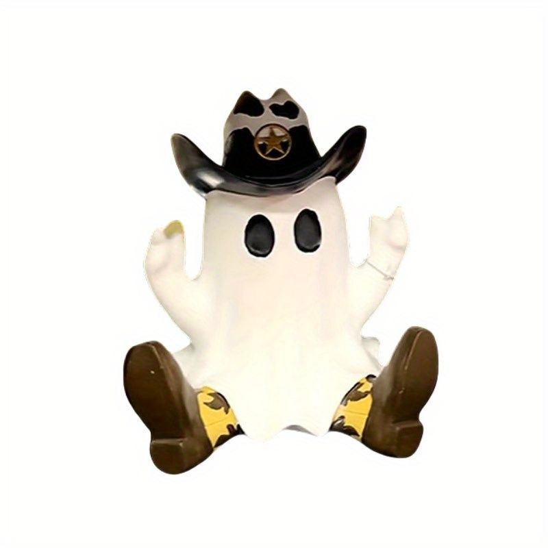 置物 オブジェ ガーデンオーナメント カウボーイオバケ ゴースト ユニーク ハロウィン装飾 イベント 室内 屋外 インテリア 玄関 リビング ダイニング 装飾 庭 ガーデニング 装飾 ガーデン 樹脂 ギフト YUZUMIYA_COM