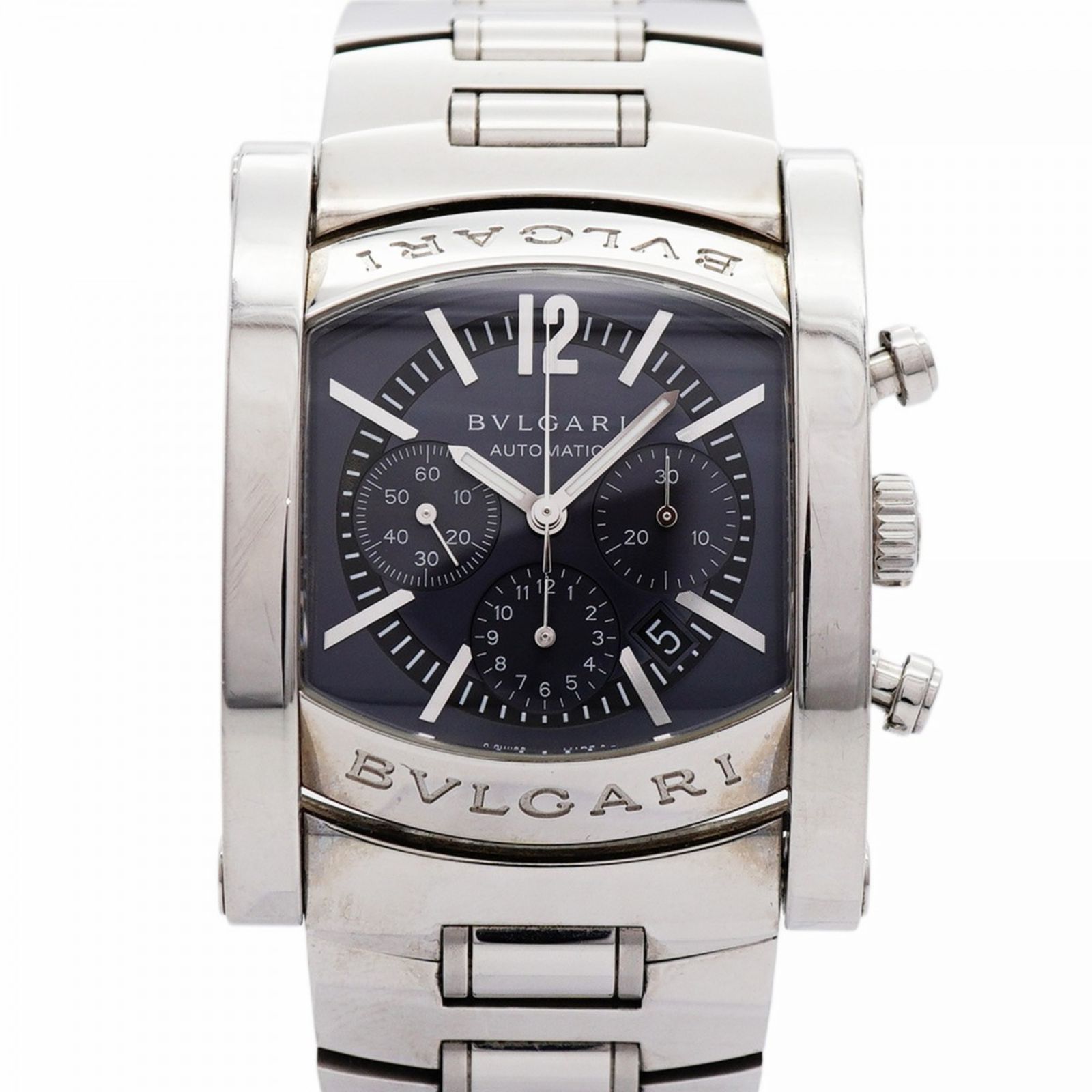 ブルガリ アショーマ A4SCH ネイビー文字盤腕時計 メンズ